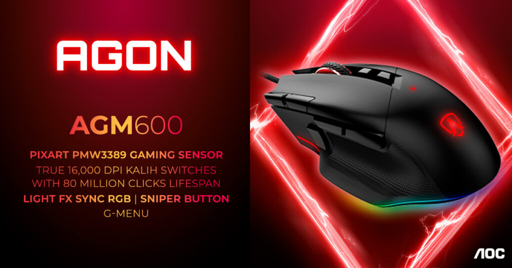 AGON by AOC lansează mouse-ul de gaming de înaltă performanță AGM600 pentru gameri dedicați