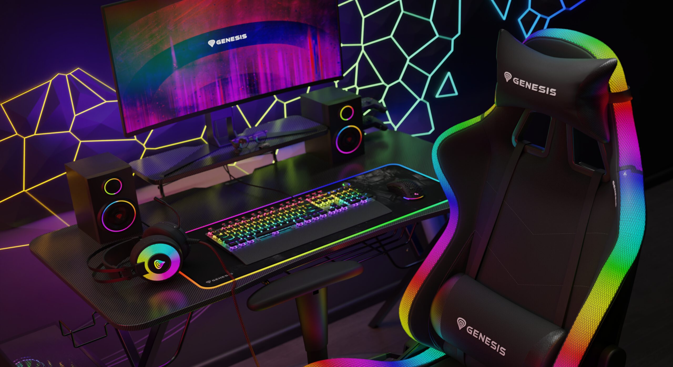 Genesis propune un setup de gaming cu iluminare RGB sub 3.000 LEI 1 Genesis setup RGB scaled