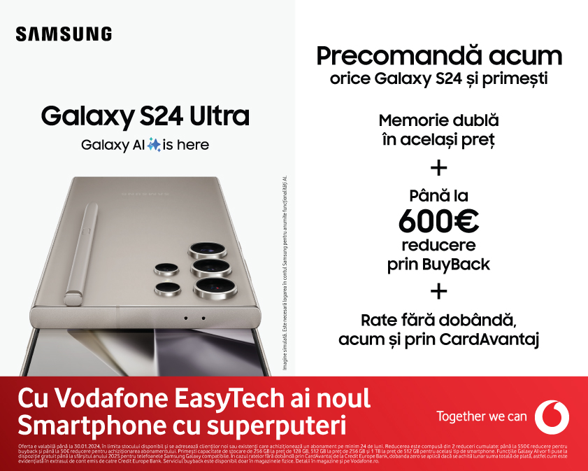 Noile Samsung Galaxy S24, disponibile la precomandă în oferta Vodafone, cu reduceri de până la 600 euro