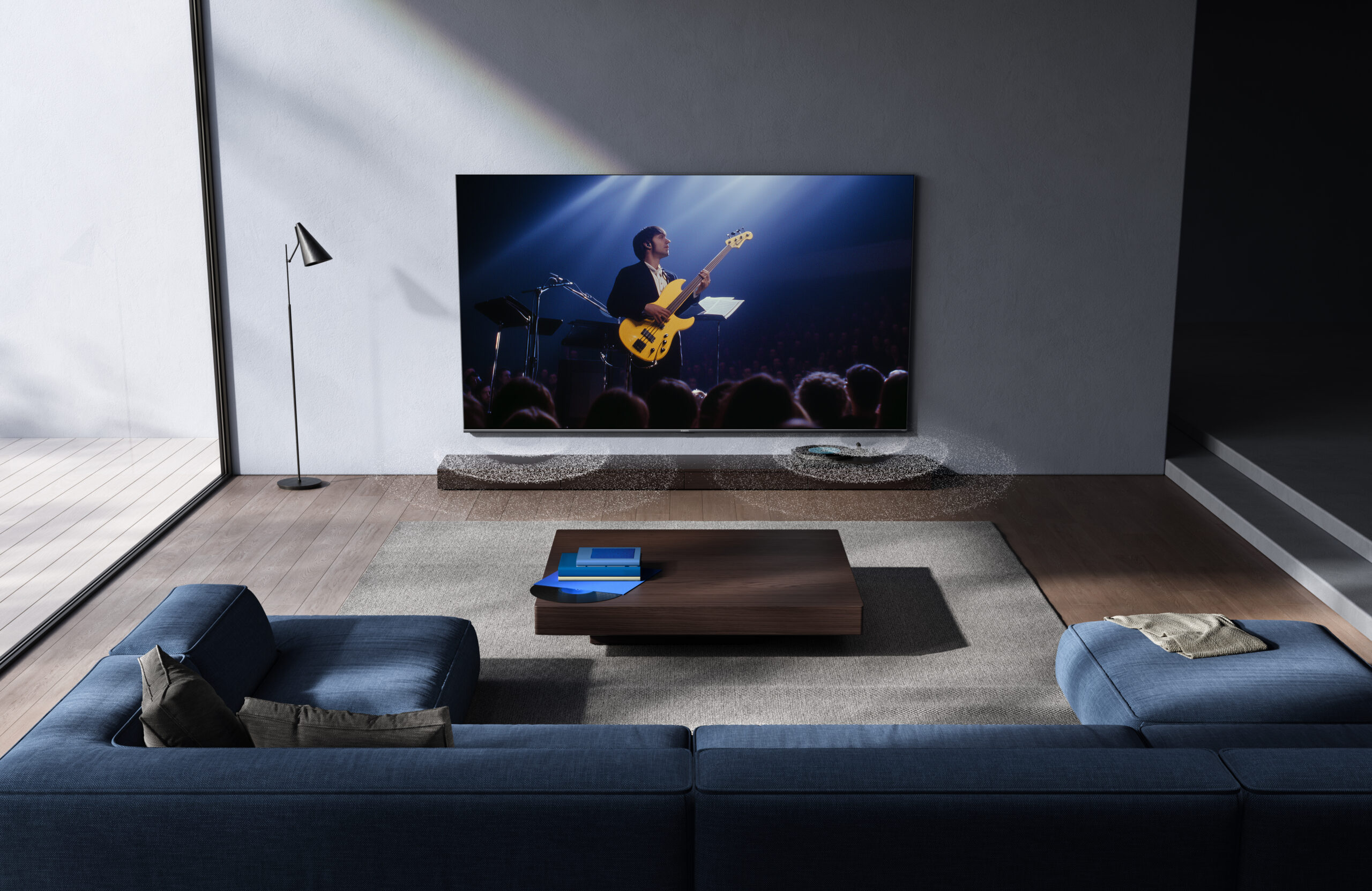 Xiaomi TV S Pro Mini LED 2026 Dolby Atmos scenario render without character scaled